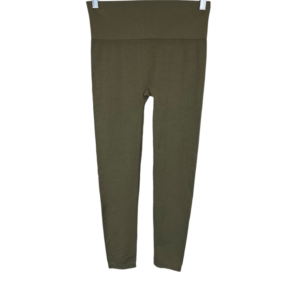 AnyBody Women's Pull-on Seamless Hi-Waisted Leggings Bright Olive Large Size